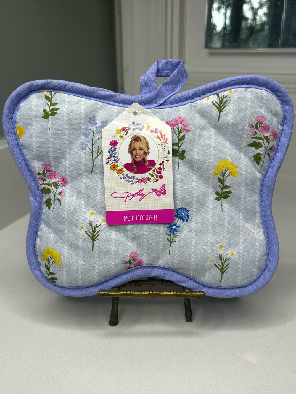 NEW Dolly Parton Floral Lavender Trim Pot Holder 8” 100% cotton